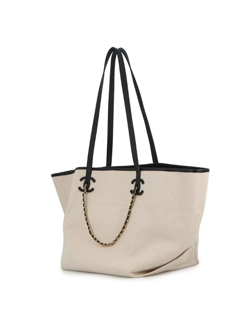 Chanel Tote CC Logo Small Shopping Canvas Calfskin 2-Way